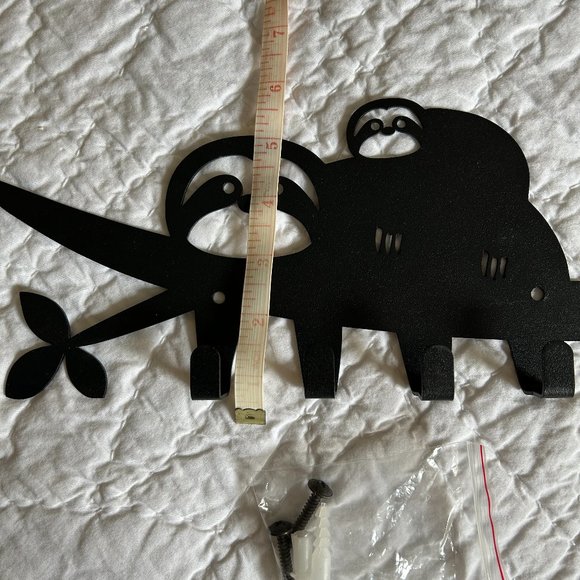 Sloths Animal Key Holder Black Metal Wall Hooks Decor Hanger Coat Toys Leash - Picture 7 of 7